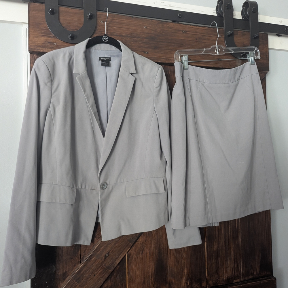 Ann Taylor Charcoal Blazer and Skirt Ensemble